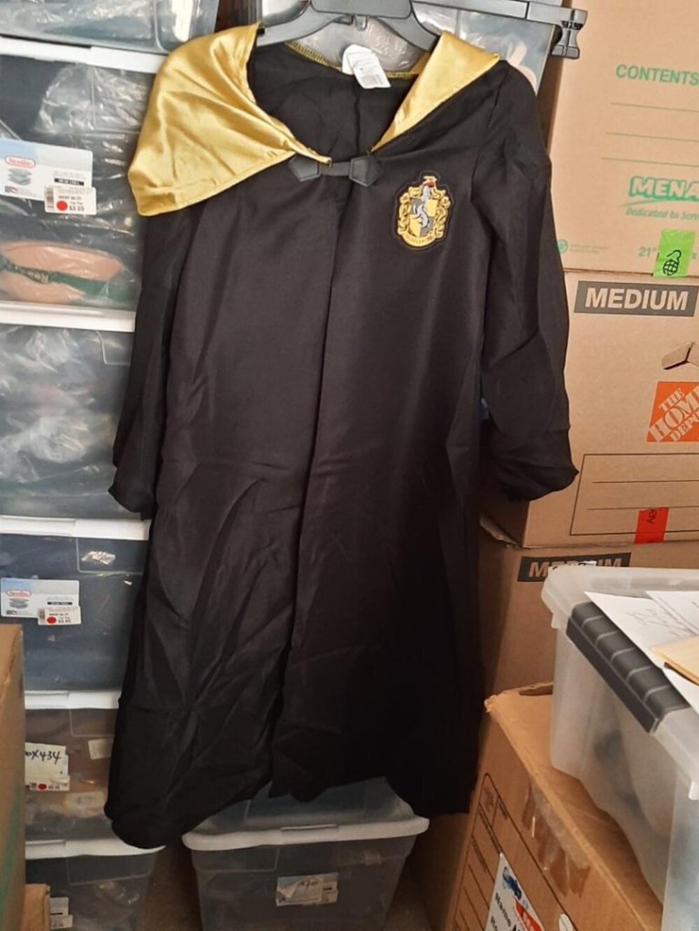 NEW ! Harry Potter Hufflepuff Deluxe Costume Robe Gold Hoodie Sz S